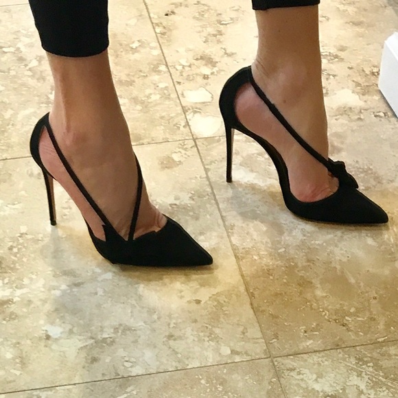 COPY - Aquazzura Parisienne 105 Pump Black Suede Size 38 - Picture 2 of 10